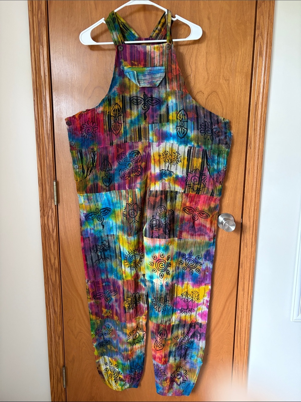 Rising International Rainbow Tie-Dye Overalls Jumpsuit
